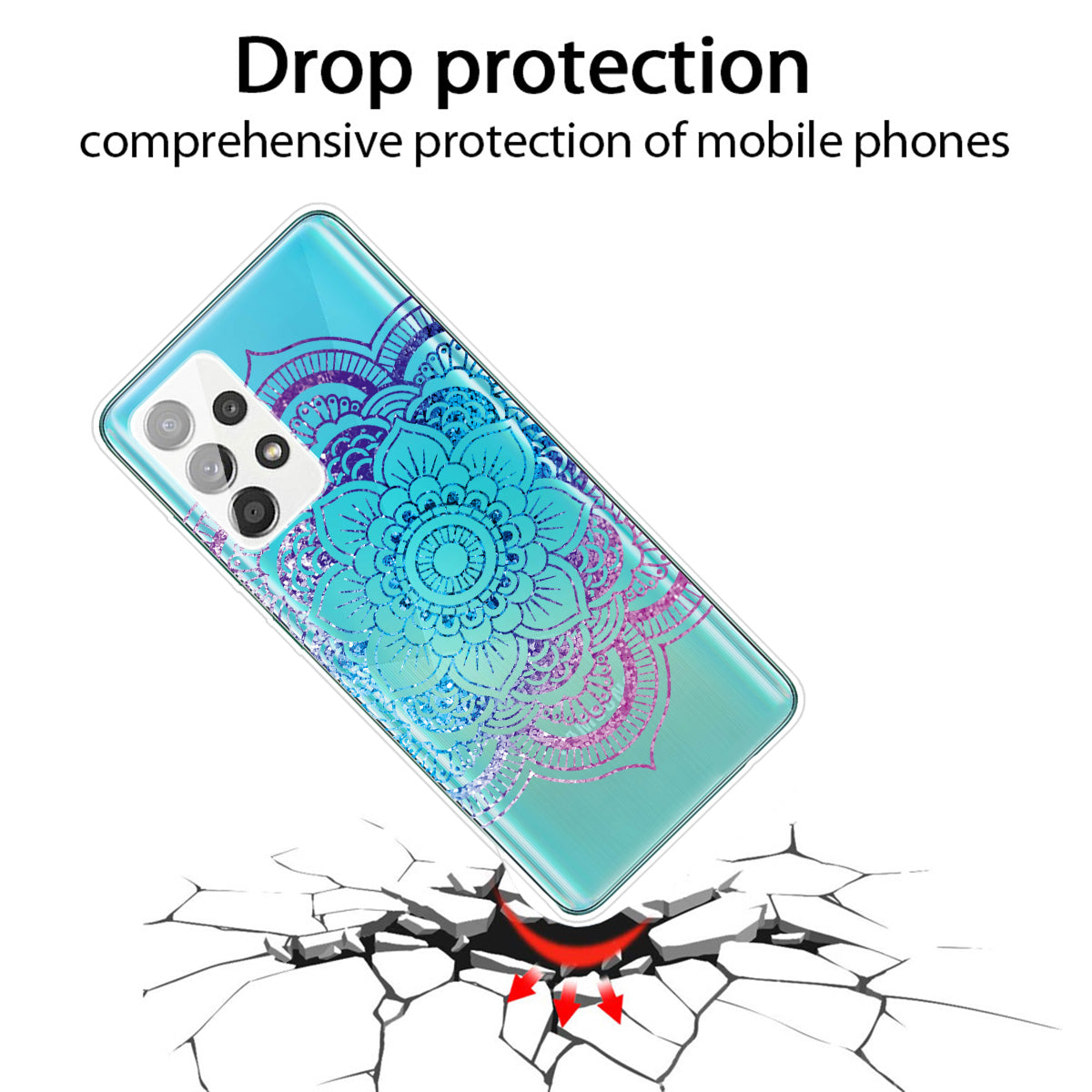 Mandala Pattern Printing Non-deformable TPU Phone Case Cover for Samsung Galaxy A52 4G/5G / A52s 5G