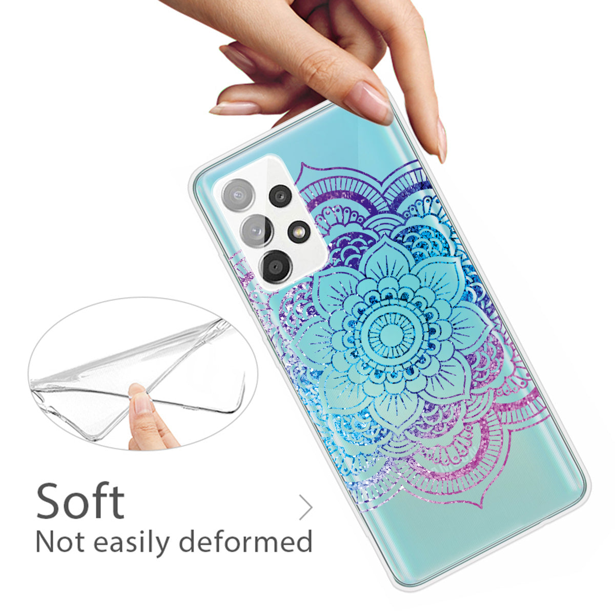 Mandala Pattern Printing Non-deformable TPU Phone Case Cover for Samsung Galaxy A52 4G/5G / A52s 5G
