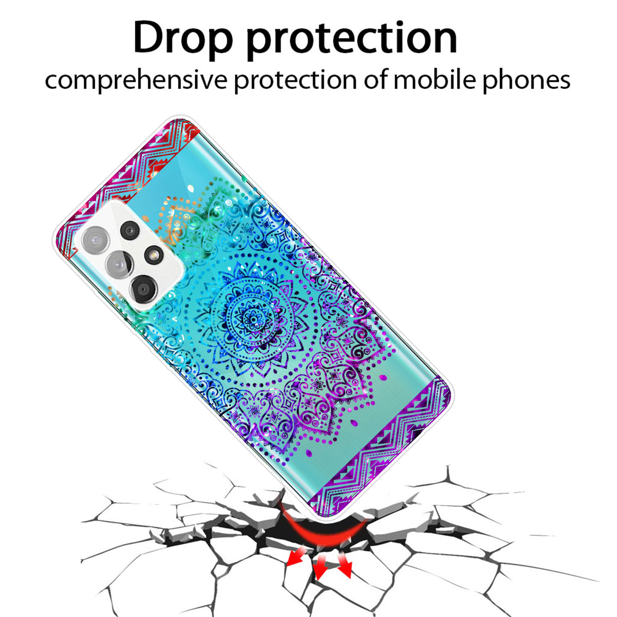 Mandala Pattern Printing Non-deformable TPU Phone Case Cover for Samsung Galaxy A52 4G/5G / A52s 5G