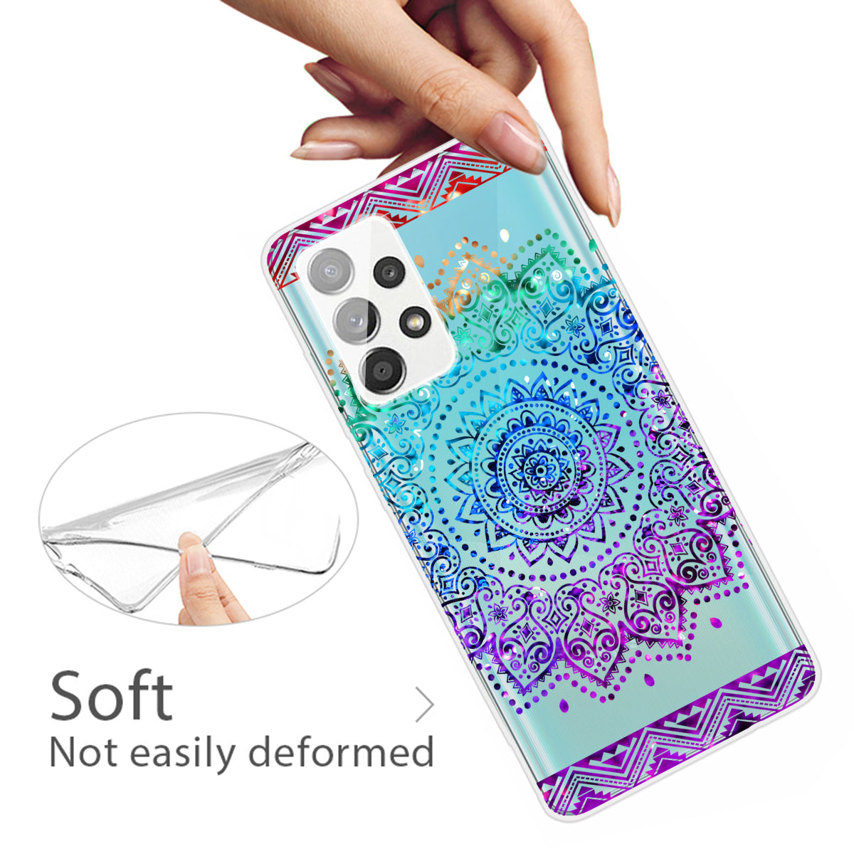 Mandala Pattern Printing Non-deformable TPU Phone Case Cover for Samsung Galaxy A52 4G/5G / A52s 5G