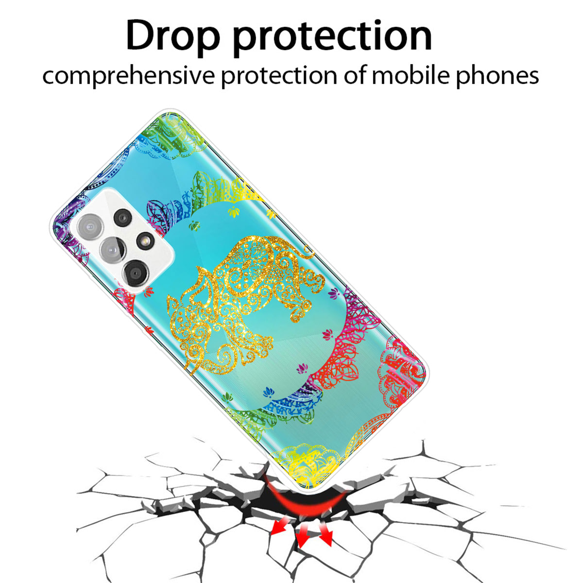 Mandala Pattern Printing Non-deformable TPU Phone Case Cover for Samsung Galaxy A52 4G/5G / A52s 5G