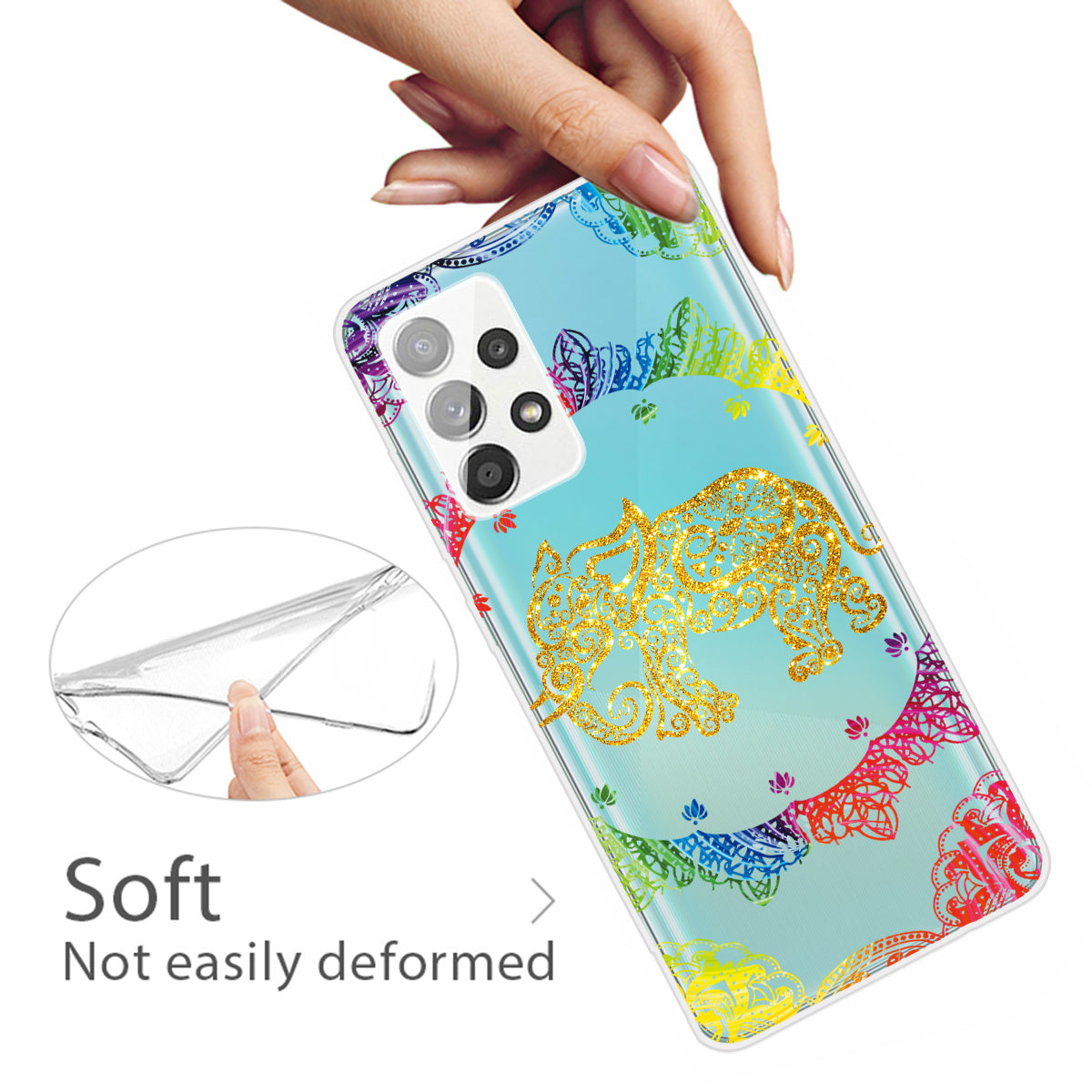 Mandala Pattern Printing Non-deformable TPU Phone Case Cover for Samsung Galaxy A52 4G/5G / A52s 5G