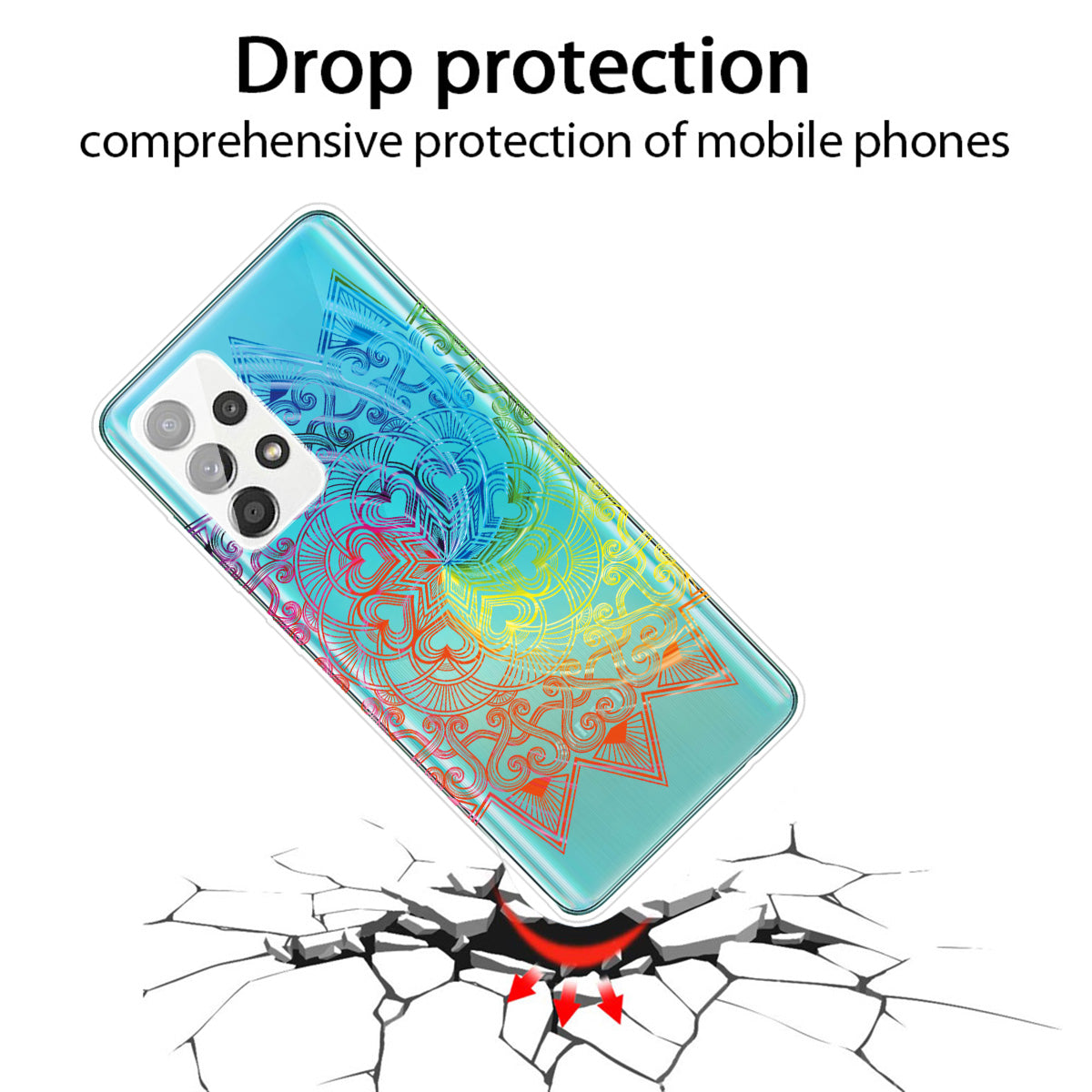 Mandala Pattern Printing Non-deformable TPU Phone Case Cover for Samsung Galaxy A52 4G/5G / A52s 5G
