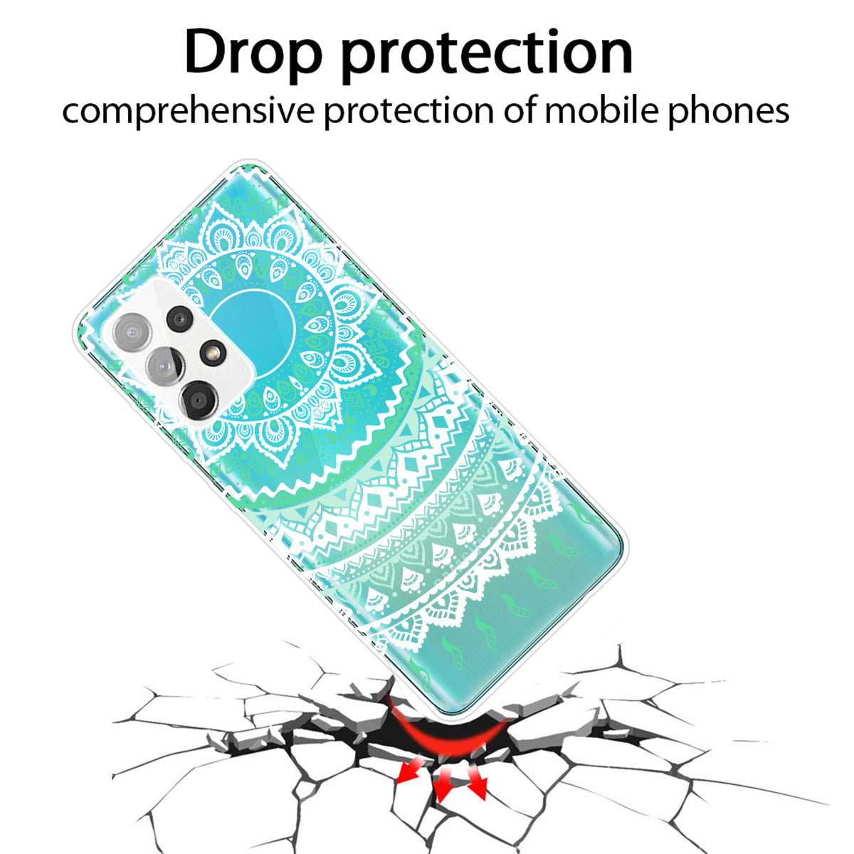 Mandala Pattern Printing Non-deformable TPU Phone Case Cover for Samsung Galaxy A52 4G/5G / A52s 5G
