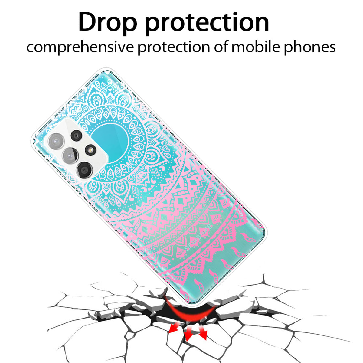 Mandala Pattern Printing Non-deformable TPU Phone Case Cover for Samsung Galaxy A52 4G/5G / A52s 5G