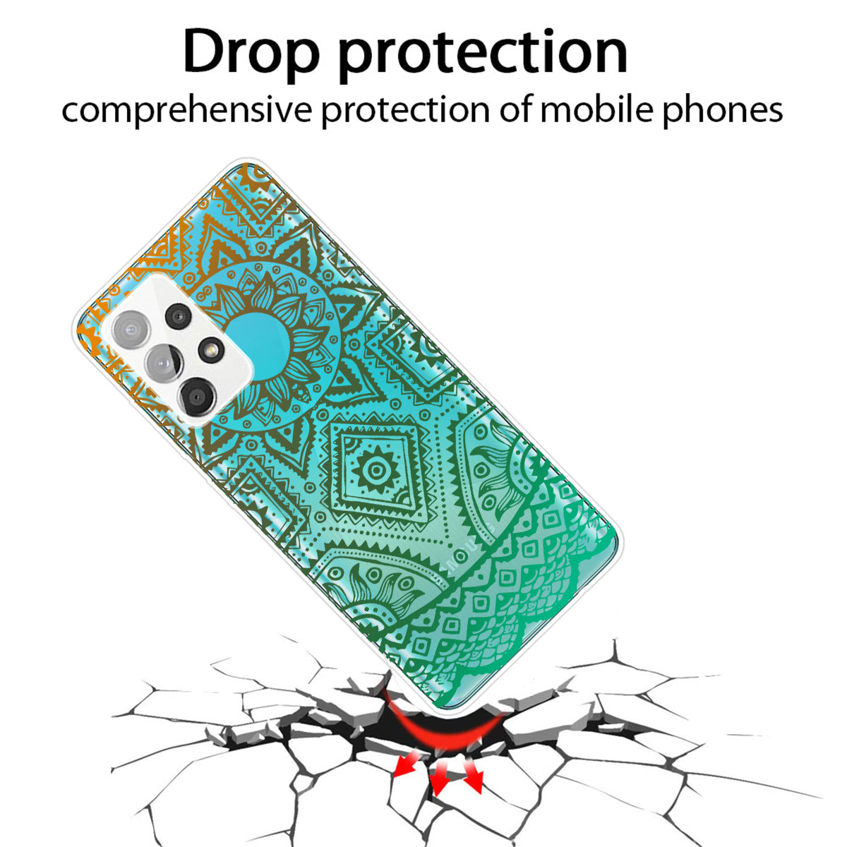 Mandala Pattern Printing Non-deformable TPU Phone Case Cover for Samsung Galaxy A52 4G/5G / A52s 5G