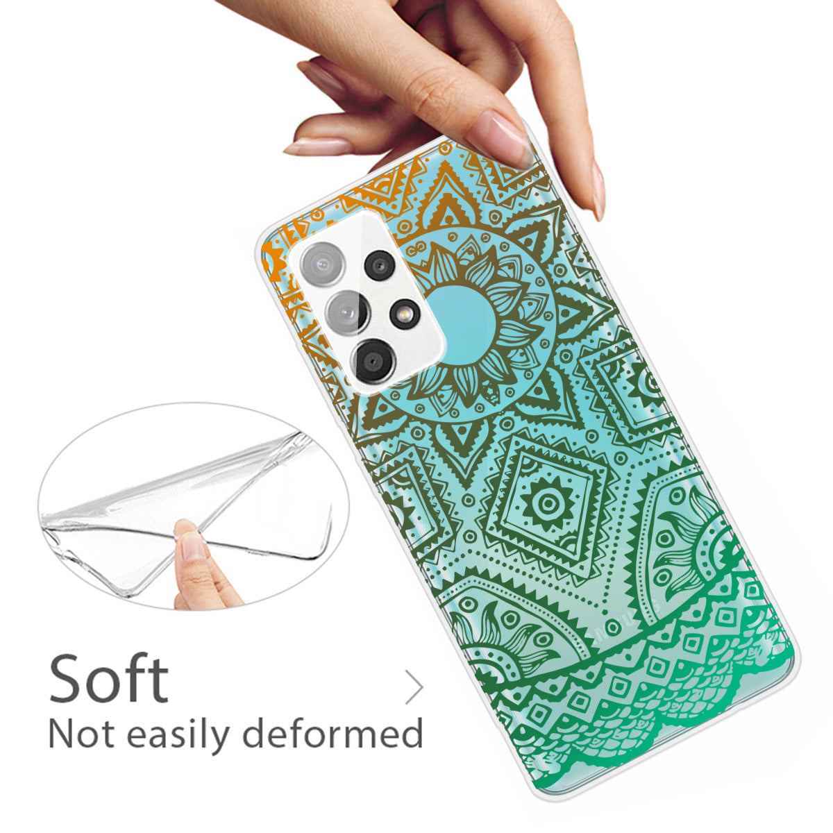 Mandala Pattern Printing Non-deformable TPU Phone Case Cover for Samsung Galaxy A52 4G/5G / A52s 5G