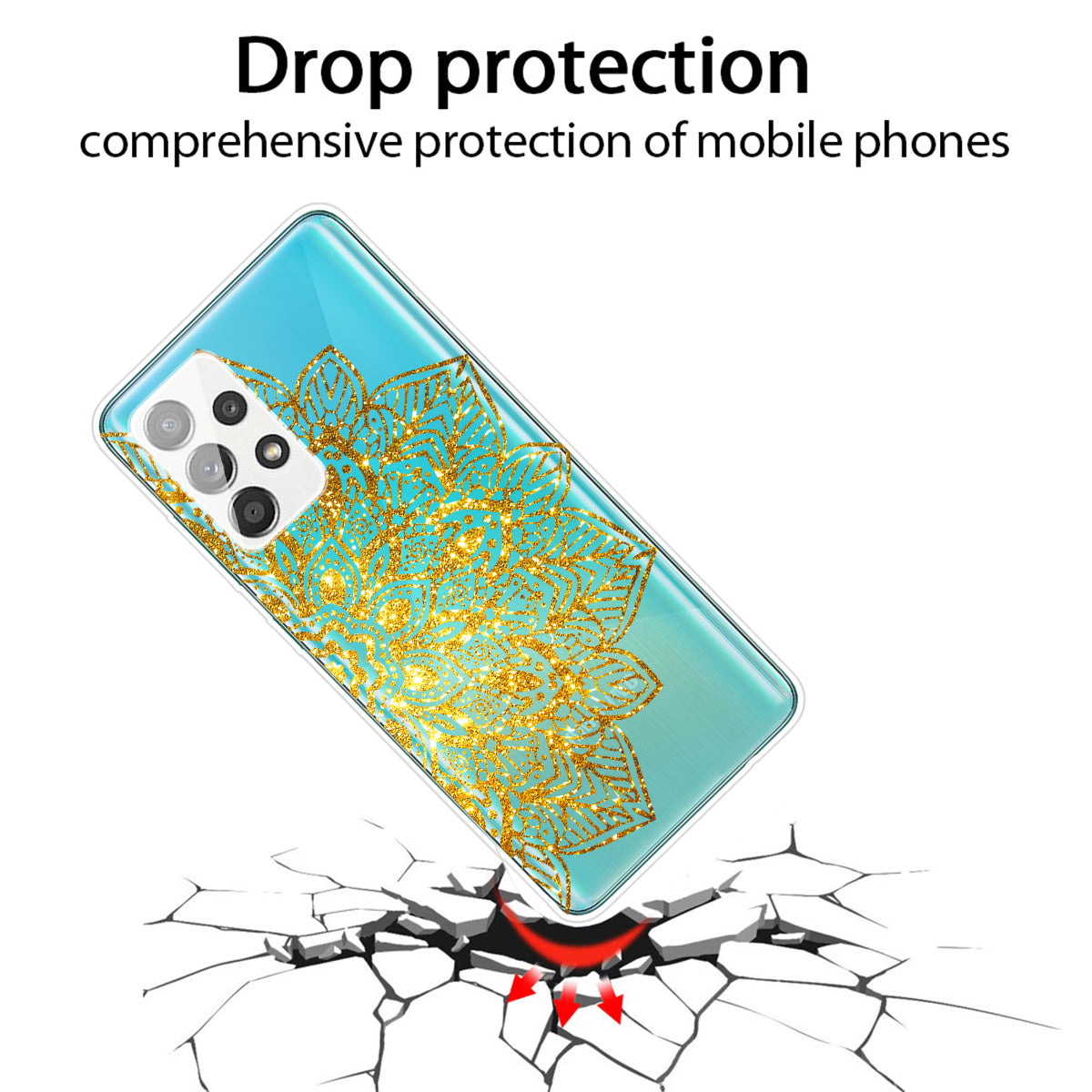 Mandala Pattern Printing Non-deformable TPU Phone Case Cover for Samsung Galaxy A52 4G/5G / A52s 5G