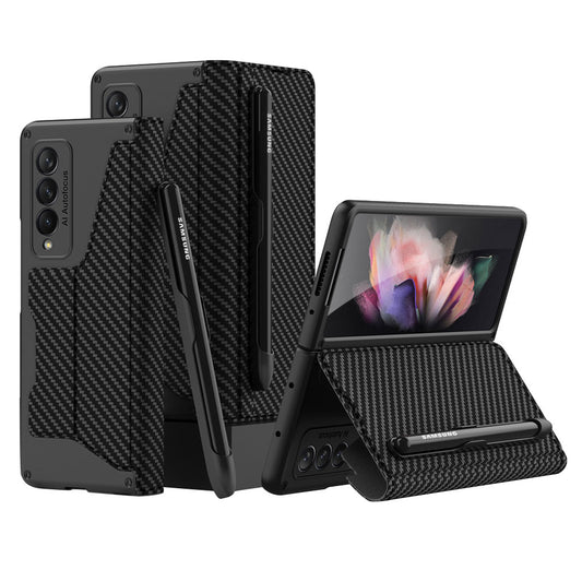 GKK PU Leather + Hard PC Card Slots Stand Design Phone Case with Removable Pen Slot for Samsung Galaxy Z Fold3 5G
