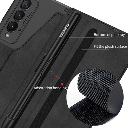 GKK PU Leather + Hard PC Card Slots Stand Design Phone Case with Removable Pen Slot for Samsung Galaxy Z Fold3 5G