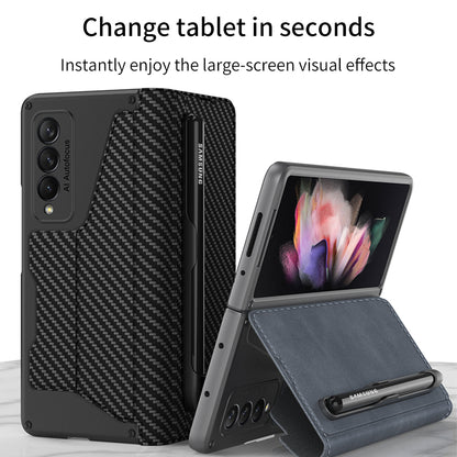 GKK PU Leather + Hard PC Card Slots Stand Design Phone Case with Removable Pen Slot for Samsung Galaxy Z Fold3 5G