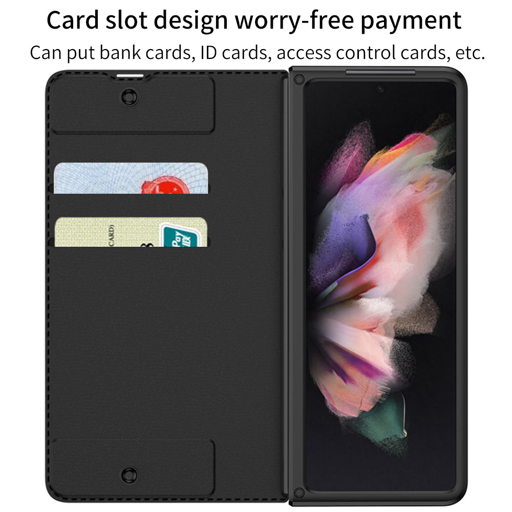 GKK PU Leather + Hard PC Card Slots Stand Design Phone Case with Removable Pen Slot for Samsung Galaxy Z Fold3 5G