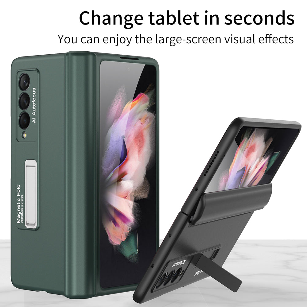 GKK Magnetic Folding Hinge All-inclusive Hard PC Phone Case Kickstand Protective Cover for Samsung Galaxy Z Fold3 5G