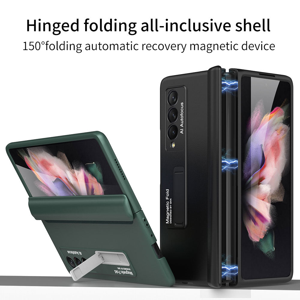 GKK Magnetic Folding Hinge All-inclusive Hard PC Phone Case Kickstand Protective Cover for Samsung Galaxy Z Fold3 5G