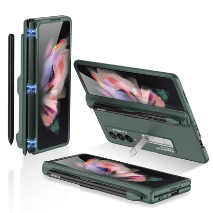 GKK Full Protection Magnetic Absorption Hinge Hard PC Folding Phone Case Cover with Kickstand and Pen Slot for Samsung Galaxy Z Fold3 5G