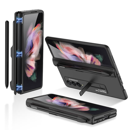 GKK Full Protection Magnetic Absorption Hinge Hard PC Folding Phone Case Cover with Kickstand and Pen Slot for Samsung Galaxy Z Fold3 5G