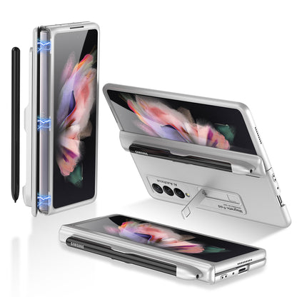 GKK Full Protection Magnetic Absorption Hinge Hard PC Folding Phone Case Cover with Kickstand and Pen Slot for Samsung Galaxy Z Fold3 5G