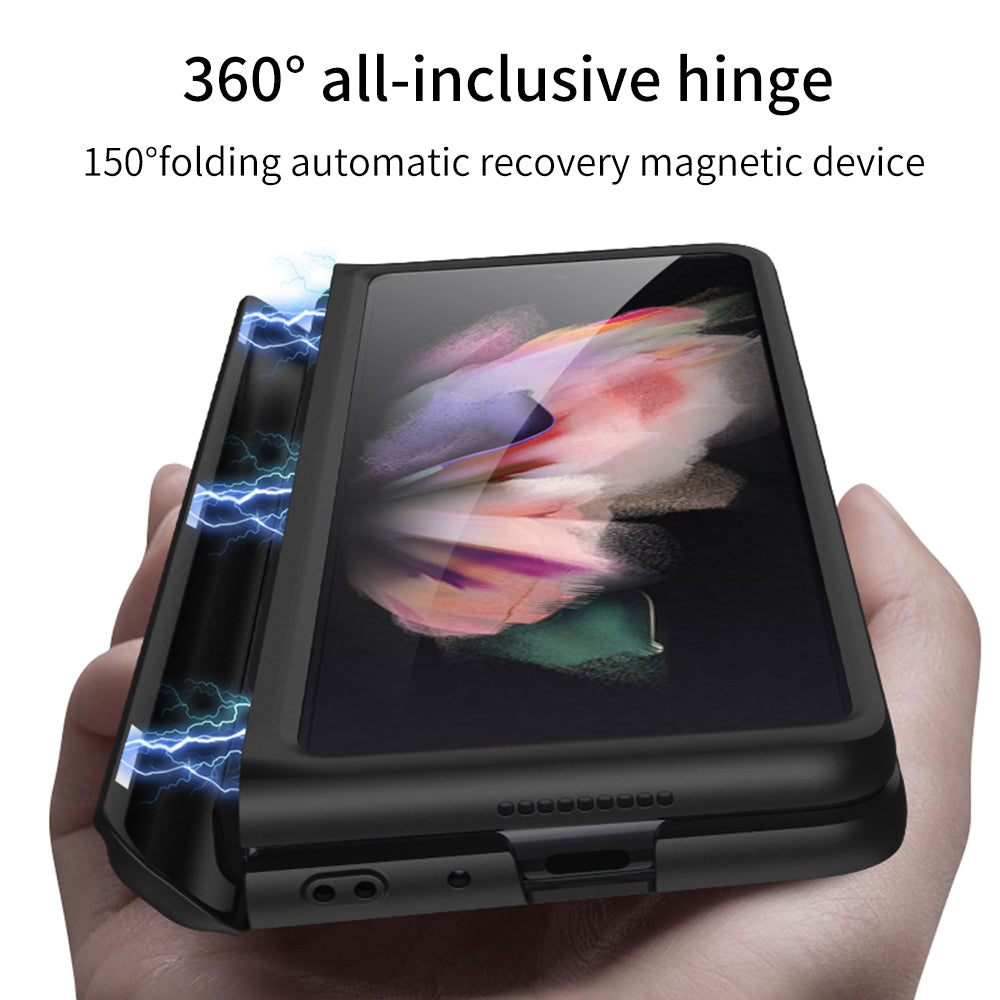 GKK Full Protection Magnetic Absorption Hinge Hard PC Folding Phone Case Cover with Kickstand and Pen Slot for Samsung Galaxy Z Fold3 5G