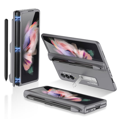 GKK Full Protection Magnetic Absorption Hinge Hard PC Folding Phone Case Cover with Kickstand and Pen Slot for Samsung Galaxy Z Fold3 5G