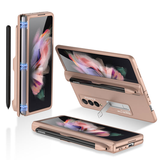 GKK Full Protection Magnetic Absorption Hinge Hard PC Folding Phone Case Cover with Kickstand and Pen Slot for Samsung Galaxy Z Fold3 5G