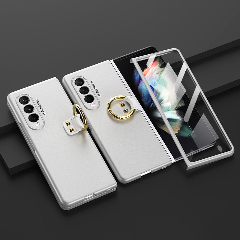 GKK Metal Finger Ring Holder Design Tempered Glass + Hard PC Phone Case for Samsung Galaxy Z Fold3 5G