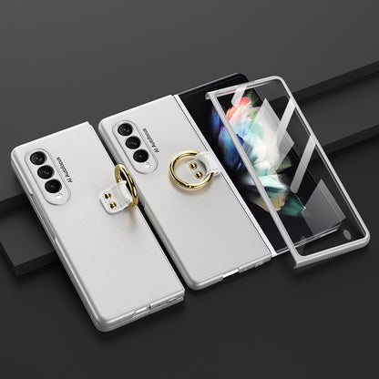 GKK Metal Finger Ring Holder Design Tempered Glass + Hard PC Phone Case for Samsung Galaxy Z Fold3 5G