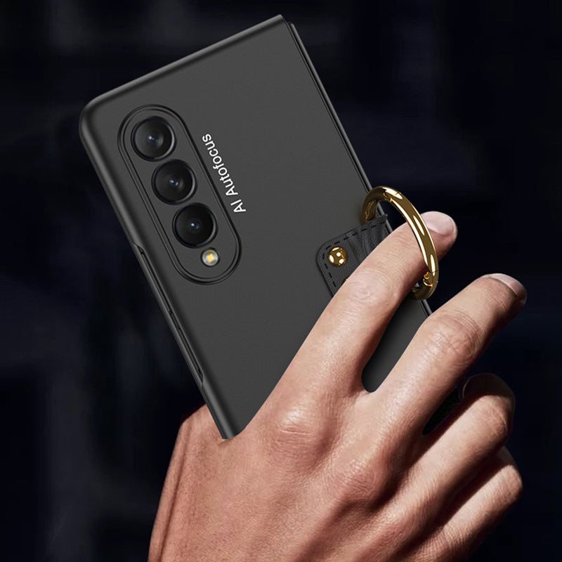 GKK Metal Finger Ring Holder Design Tempered Glass + Hard PC Phone Case for Samsung Galaxy Z Fold3 5G