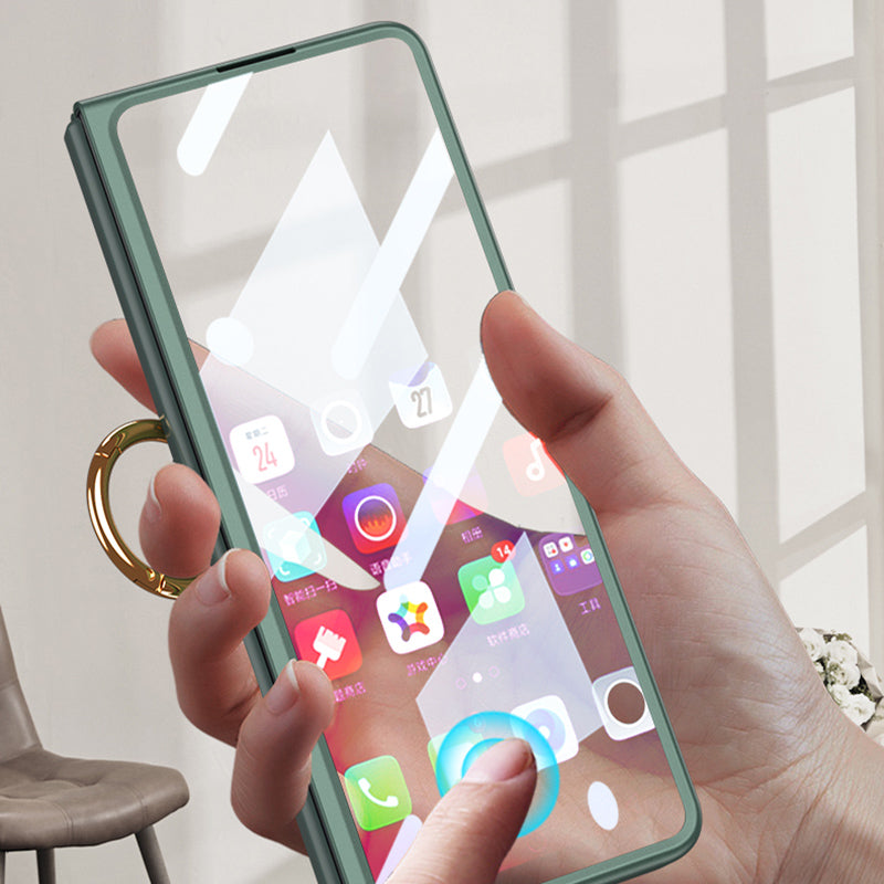 GKK Metal Finger Ring Holder Design Tempered Glass + Hard PC Phone Case for Samsung Galaxy Z Fold3 5G
