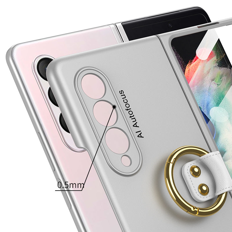 GKK Metal Finger Ring Holder Design Tempered Glass + Hard PC Phone Case for Samsung Galaxy Z Fold3 5G