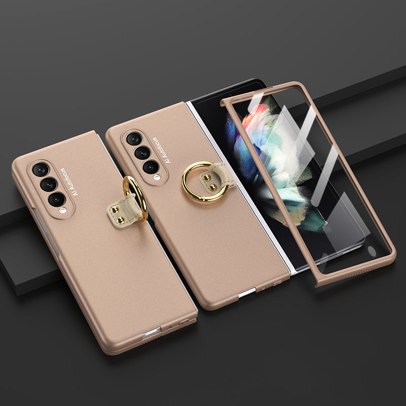 GKK Metal Finger Ring Holder Design Tempered Glass + Hard PC Phone Case for Samsung Galaxy Z Fold3 5G