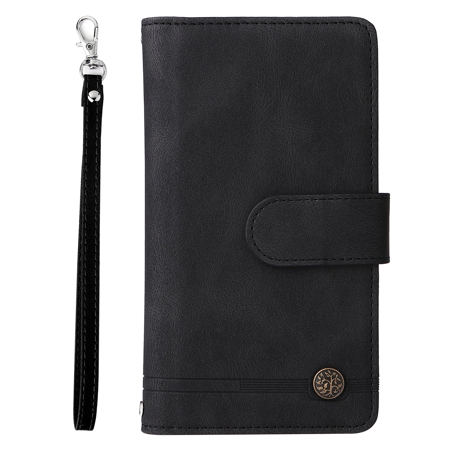 Scratch-proof Stripes Imprinted Skin-touch Wallet Stand Leather Cover Card Slots Phone Case with Zipper Pocket for Samsung Galaxy A52 4G/5G/A52s 5G