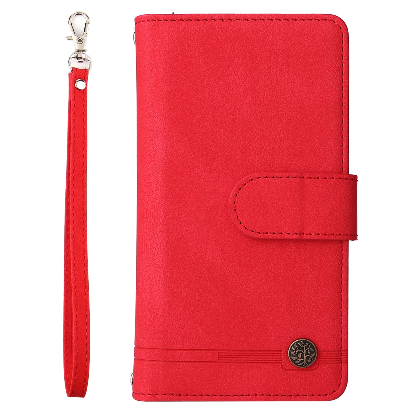 Scratch-proof Stripes Imprinted Skin-touch Wallet Stand Leather Cover Card Slots Phone Case with Zipper Pocket for Samsung Galaxy A52 4G/5G/A52s 5G