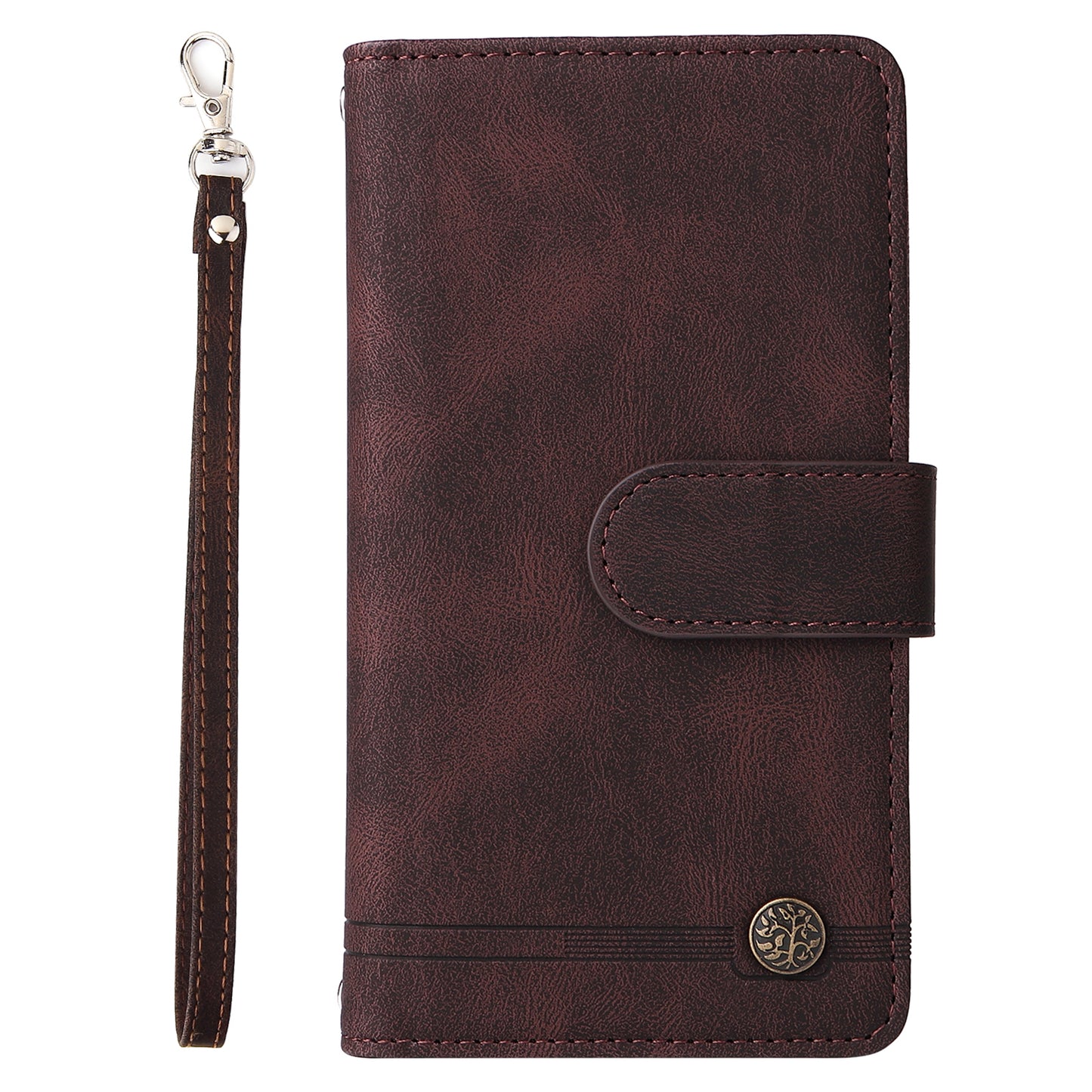 Scratch-proof Stripes Imprinted Skin-touch Wallet Stand Leather Cover Card Slots Phone Case with Zipper Pocket for Samsung Galaxy A52 4G/5G/A52s 5G