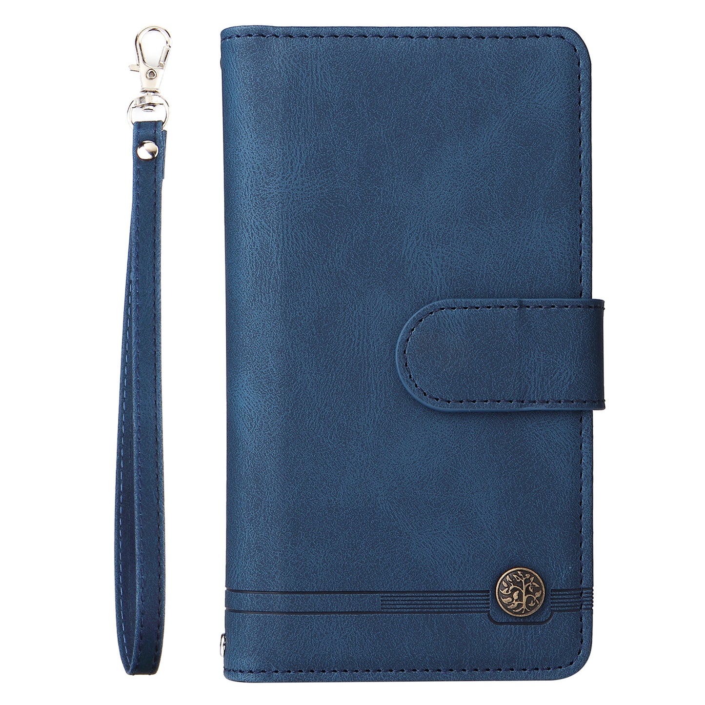Scratch-proof Stripes Imprinted Skin-touch Wallet Stand Leather Cover Card Slots Phone Case with Zipper Pocket for Samsung Galaxy A52 4G/5G/A52s 5G