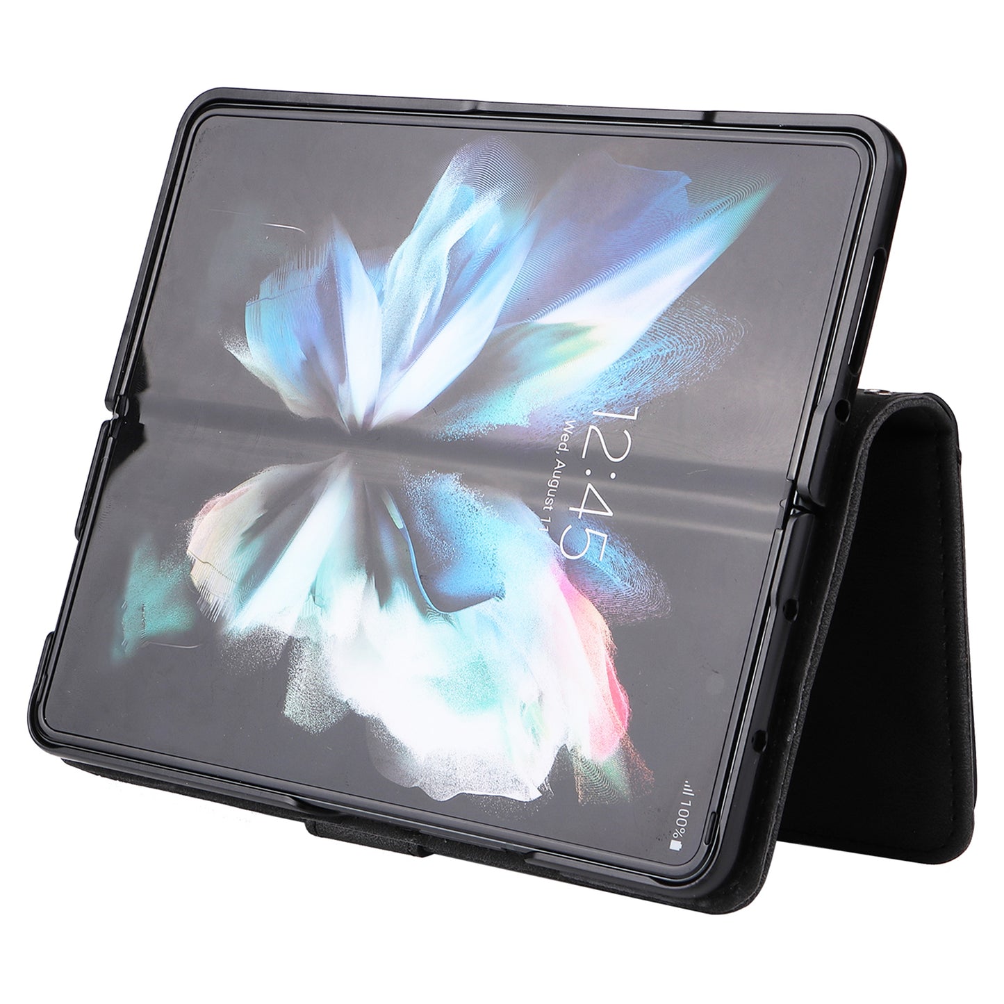 Imprinting Stripes Skin-touch PU Leather Cover Zipper Pocket Multiple Card Slots Phone Case with Stand for Samsung Galaxy Z Fold3 5G