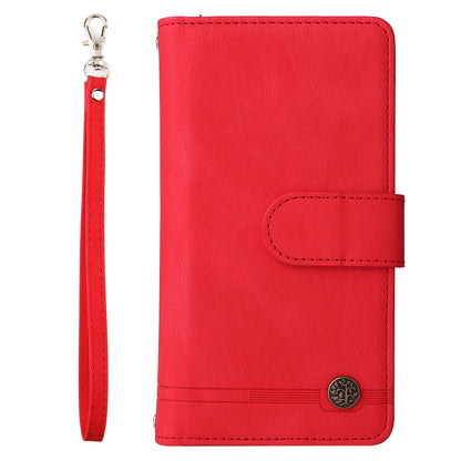 Imprinting Stripes Skin-touch PU Leather Cover Zipper Pocket Multiple Card Slots Phone Case with Stand for Samsung Galaxy Z Fold3 5G