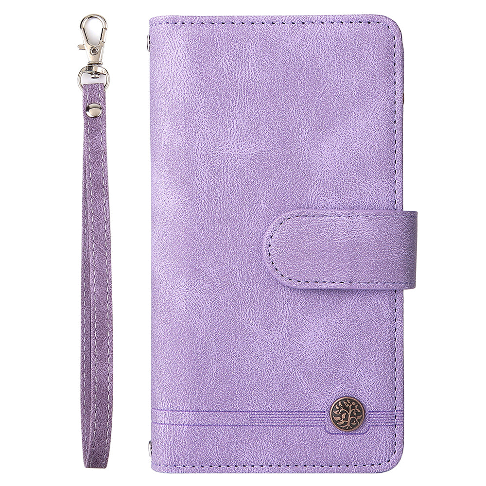 Imprinting Stripes Skin-touch PU Leather Cover Zipper Pocket Multiple Card Slots Phone Case with Stand for Samsung Galaxy Z Fold3 5G