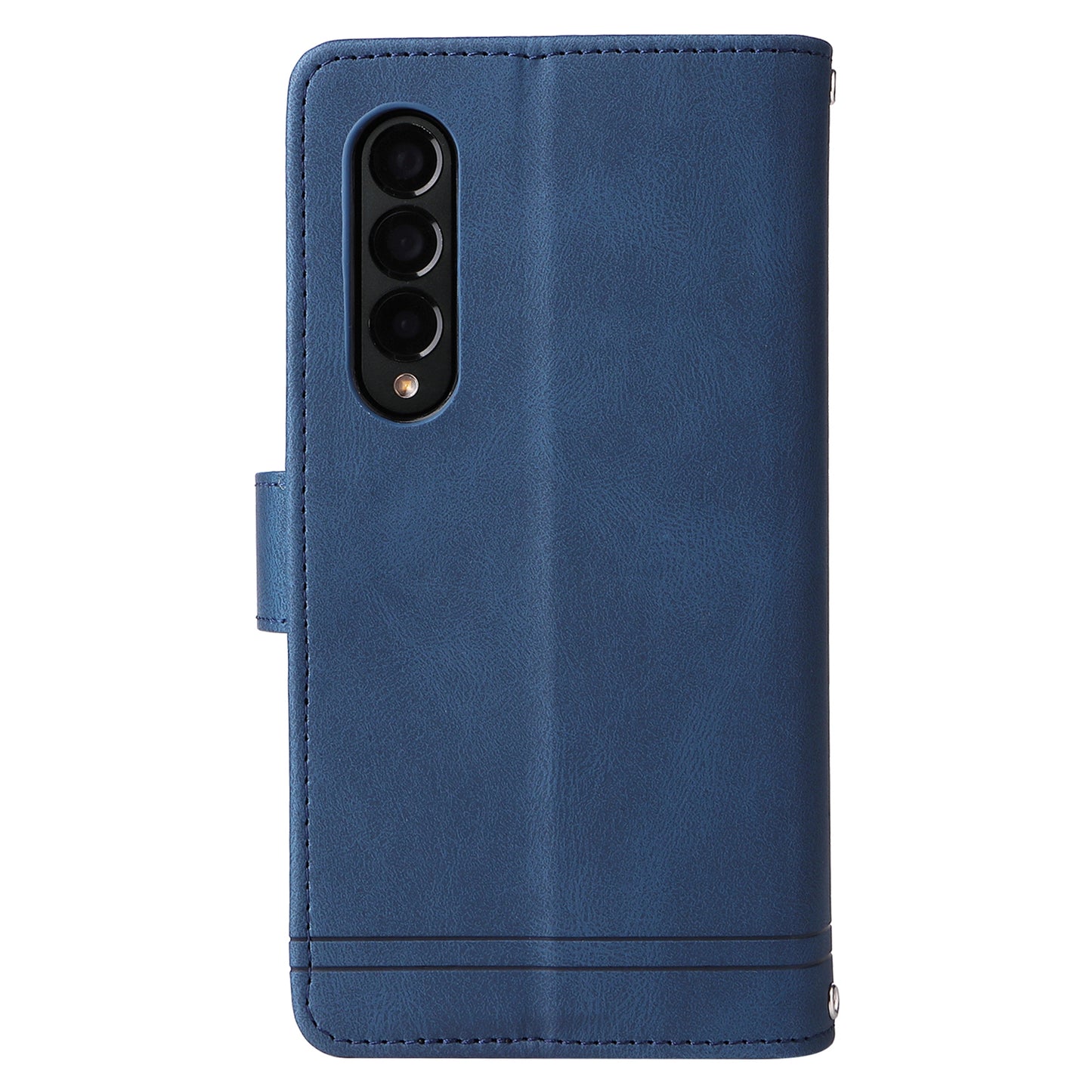 Imprinting Stripes Skin-touch PU Leather Cover Zipper Pocket Multiple Card Slots Phone Case with Stand for Samsung Galaxy Z Fold3 5G