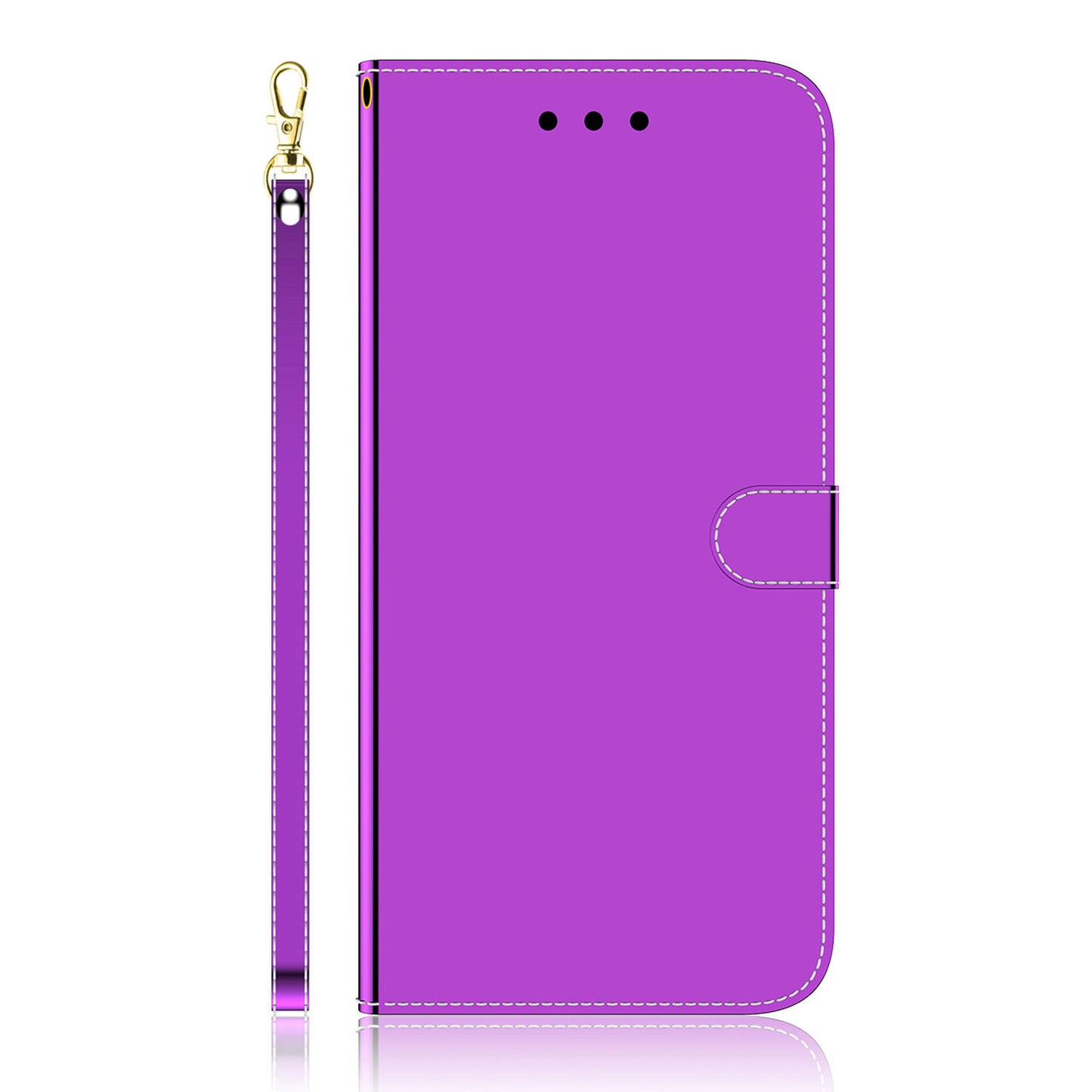 For Samsung Galaxy A13 4G Folio Flip Mirror-like Surface PU Leather + TPU Stand Wallet Function Phone Case