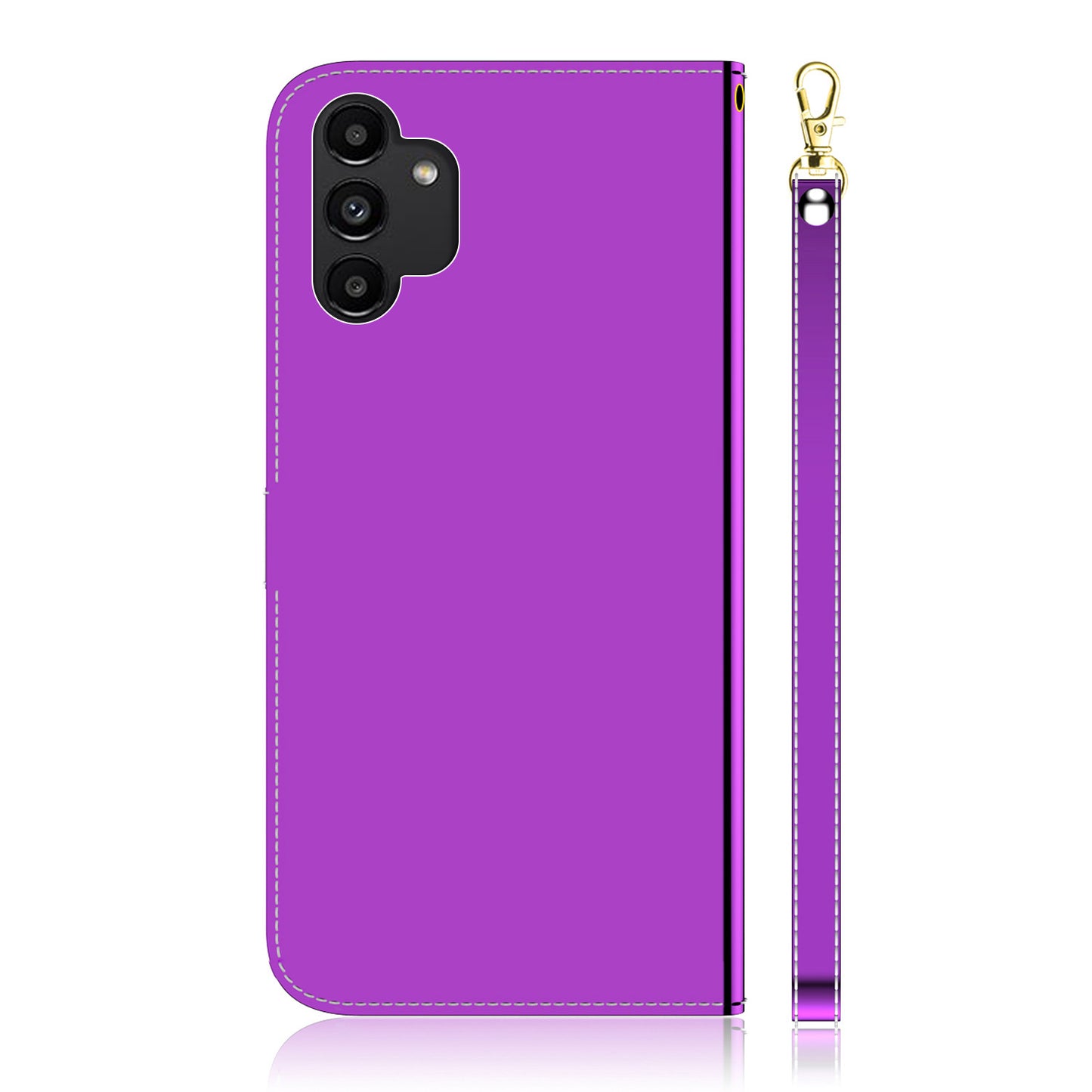 For Samsung Galaxy A13 4G Folio Flip Mirror-like Surface PU Leather + TPU Stand Wallet Function Phone Case