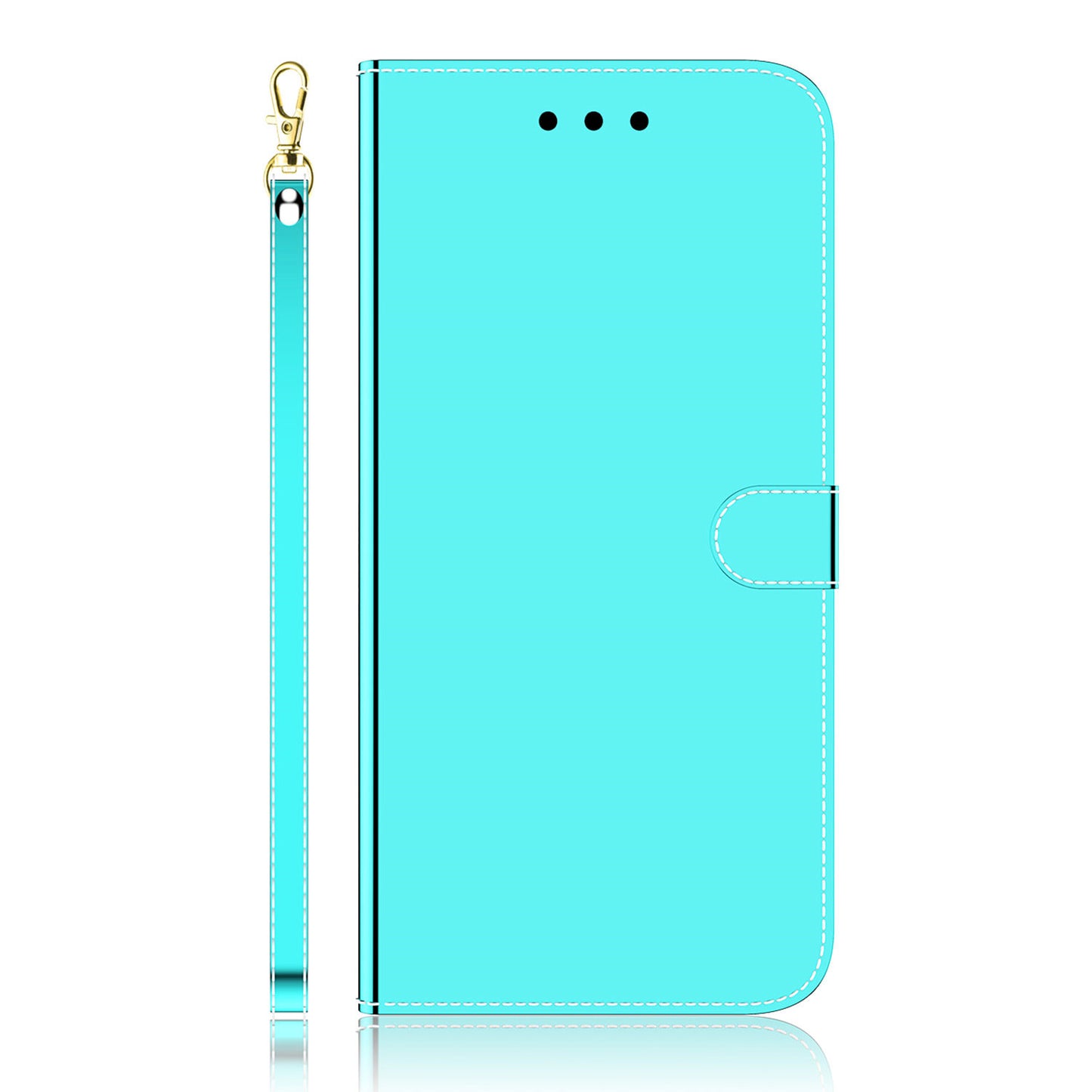 For Samsung Galaxy A13 4G Folio Flip Mirror-like Surface PU Leather + TPU Stand Wallet Function Phone Case