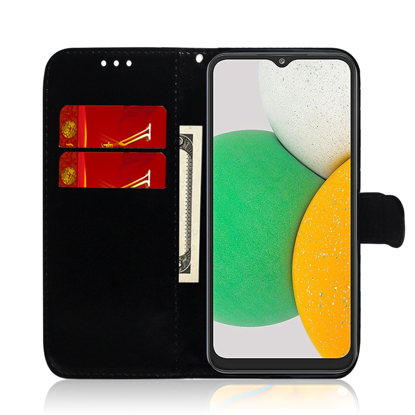 For Samsung Galaxy A13 4G Folio Flip Mirror-like Surface PU Leather + TPU Stand Wallet Function Phone Case