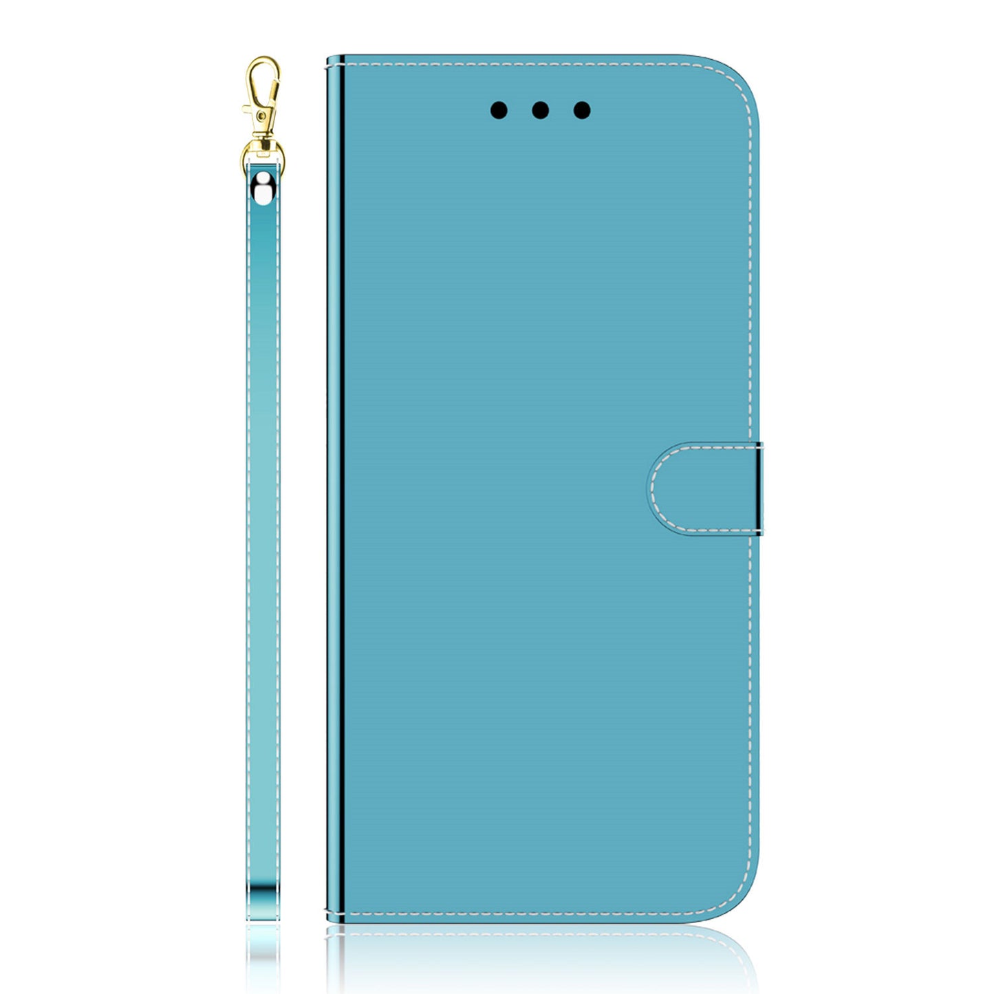 For Samsung Galaxy A13 4G Folio Flip Mirror-like Surface PU Leather + TPU Stand Wallet Function Phone Case