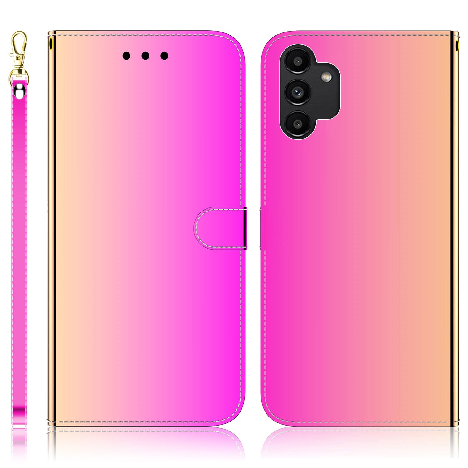 For Samsung Galaxy A13 4G Folio Flip Mirror-like Surface PU Leather + TPU Stand Wallet Function Phone Case