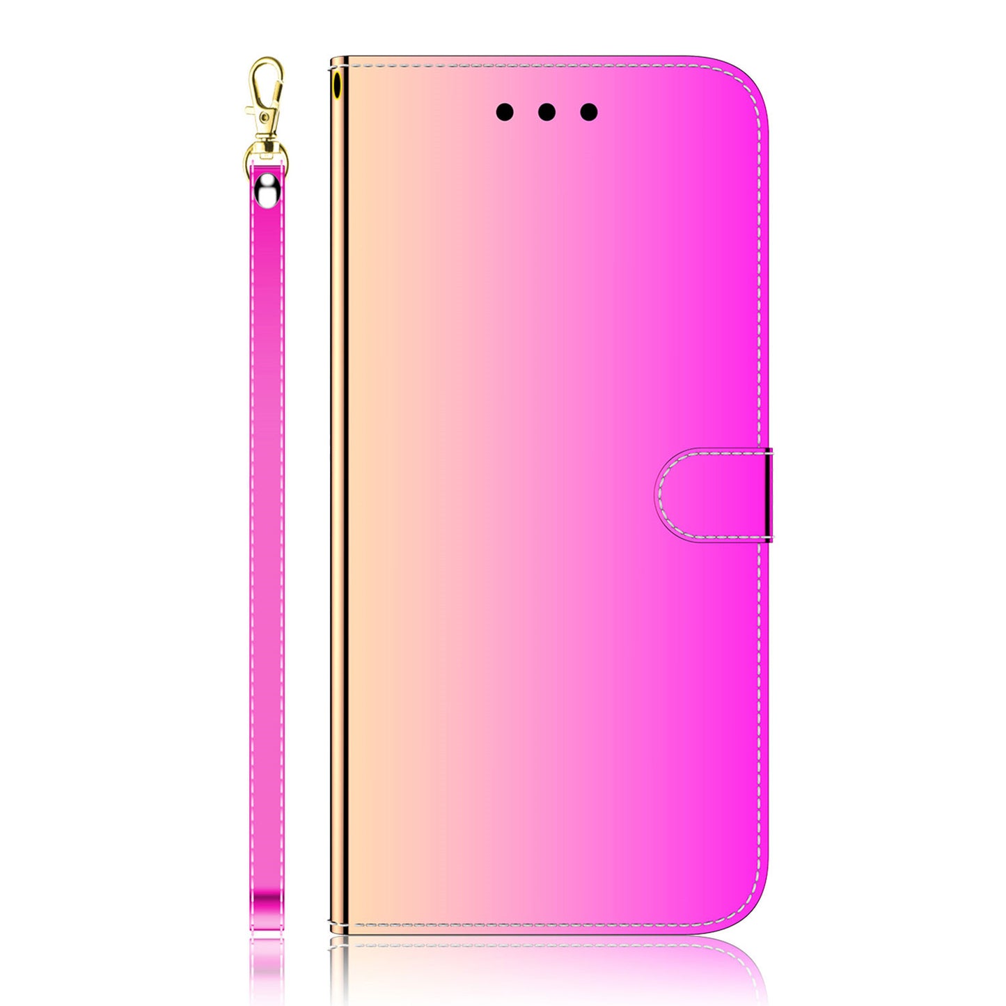 For Samsung Galaxy A13 4G Folio Flip Mirror-like Surface PU Leather + TPU Stand Wallet Function Phone Case