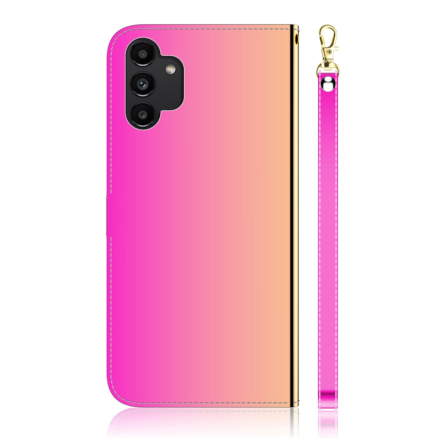 For Samsung Galaxy A13 4G Folio Flip Mirror-like Surface PU Leather + TPU Stand Wallet Function Phone Case
