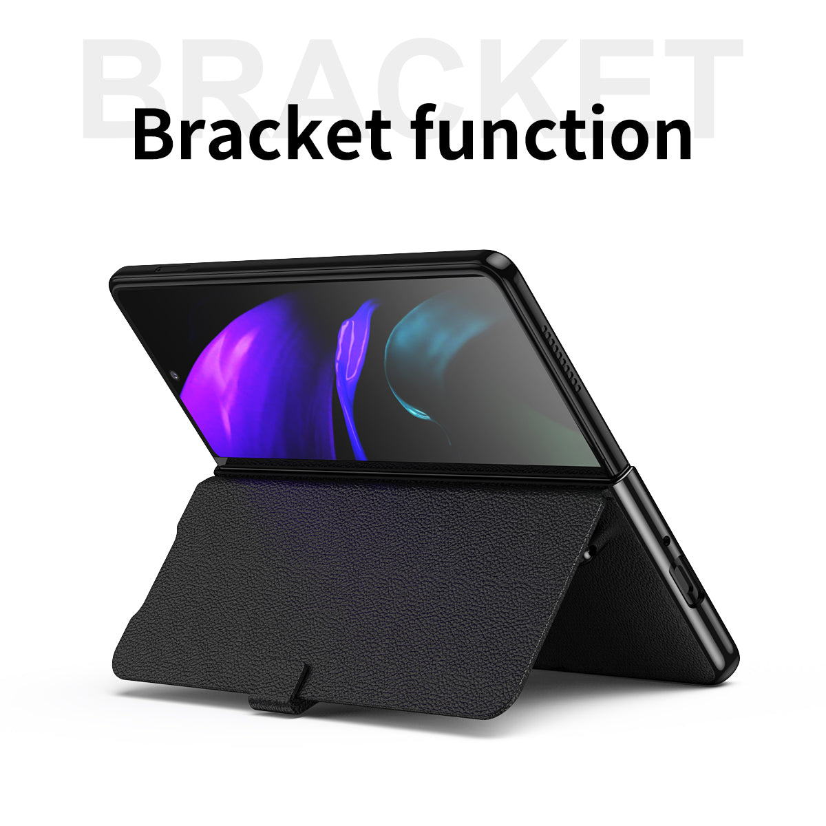 Litchi Texture PU Leather + PC Case Hand Band Stand Design Automatic Magnetic Cover with Pen Slot for Samsung Galaxy Z Fold3 5G