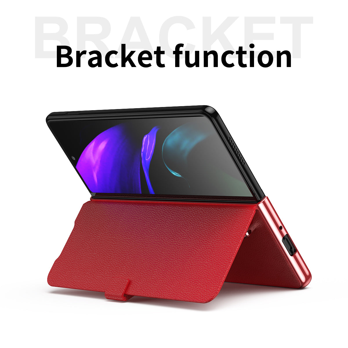Litchi Texture PU Leather + PC Case Hand Band Stand Design Automatic Magnetic Cover with Pen Slot for Samsung Galaxy Z Fold3 5G