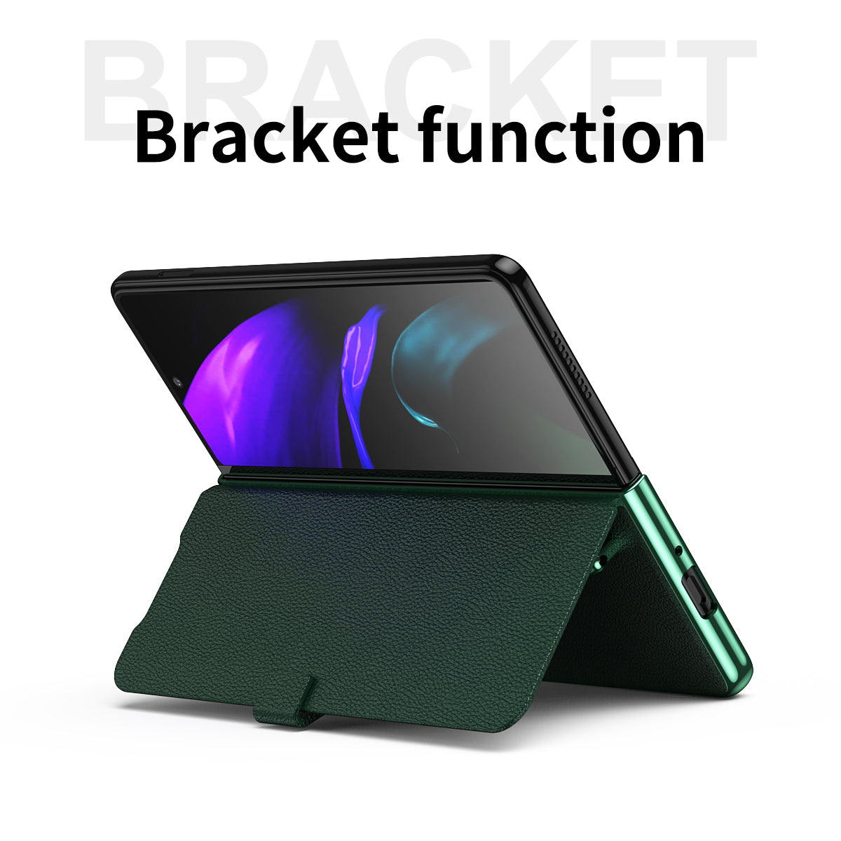 Litchi Texture PU Leather + PC Case Hand Band Stand Design Automatic Magnetic Cover with Pen Slot for Samsung Galaxy Z Fold3 5G