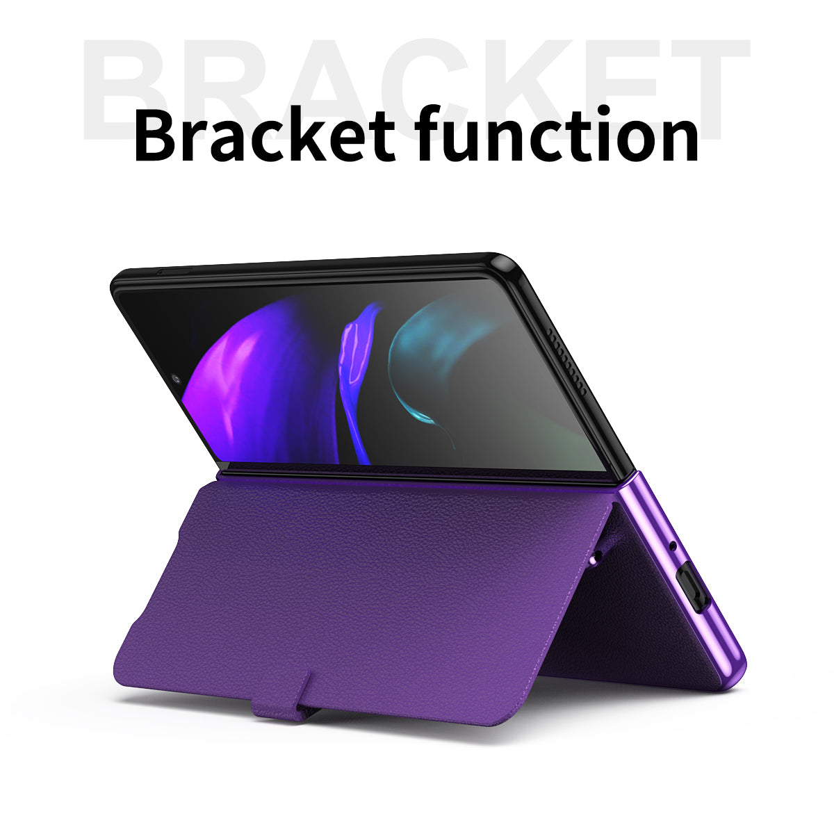 Litchi Texture PU Leather + PC Case Hand Band Stand Design Automatic Magnetic Cover with Pen Slot for Samsung Galaxy Z Fold3 5G